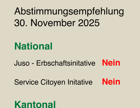 Abstimmungsempfehlung vom 30. November 2025